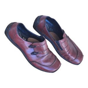Rieker Celia Antistress Comfort Leather Burgundy Red Slip-On Loafer Flats US 8